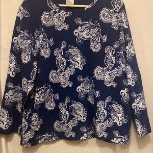 Blair Navy and White Paisley Sweatshirt